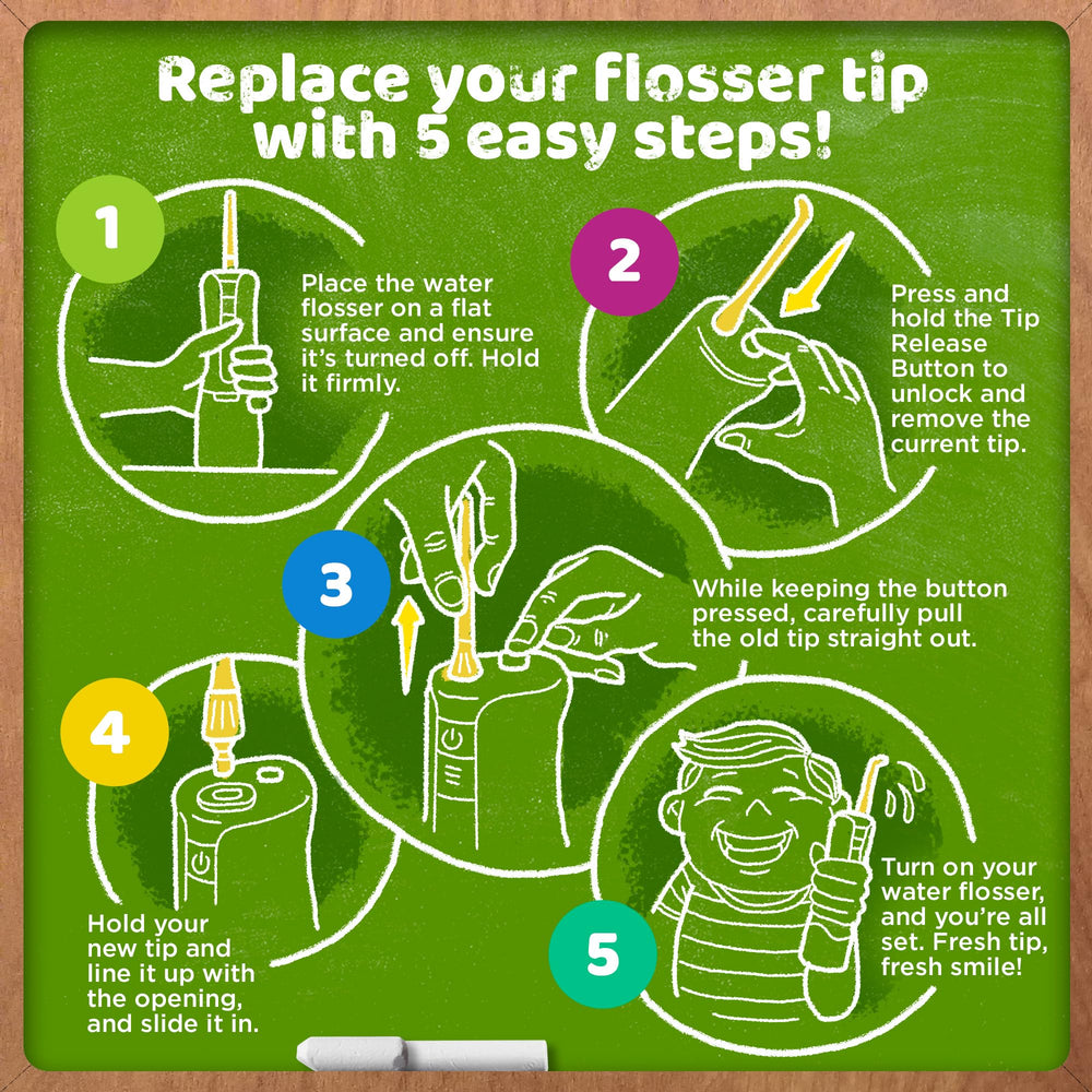 GuruNanda flosser held in a child hand showing safe, lightweight portability