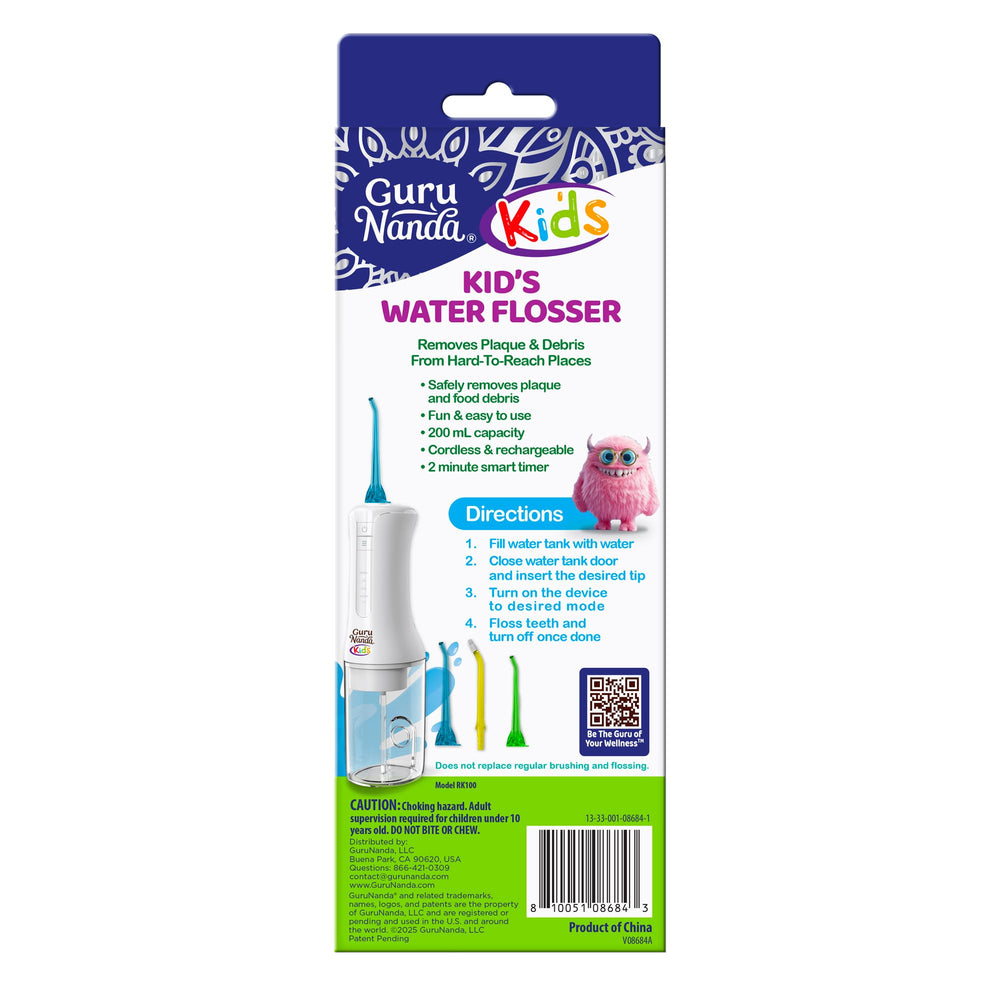 GuruNanda flosser next to toothbrush showing size comparison for scale