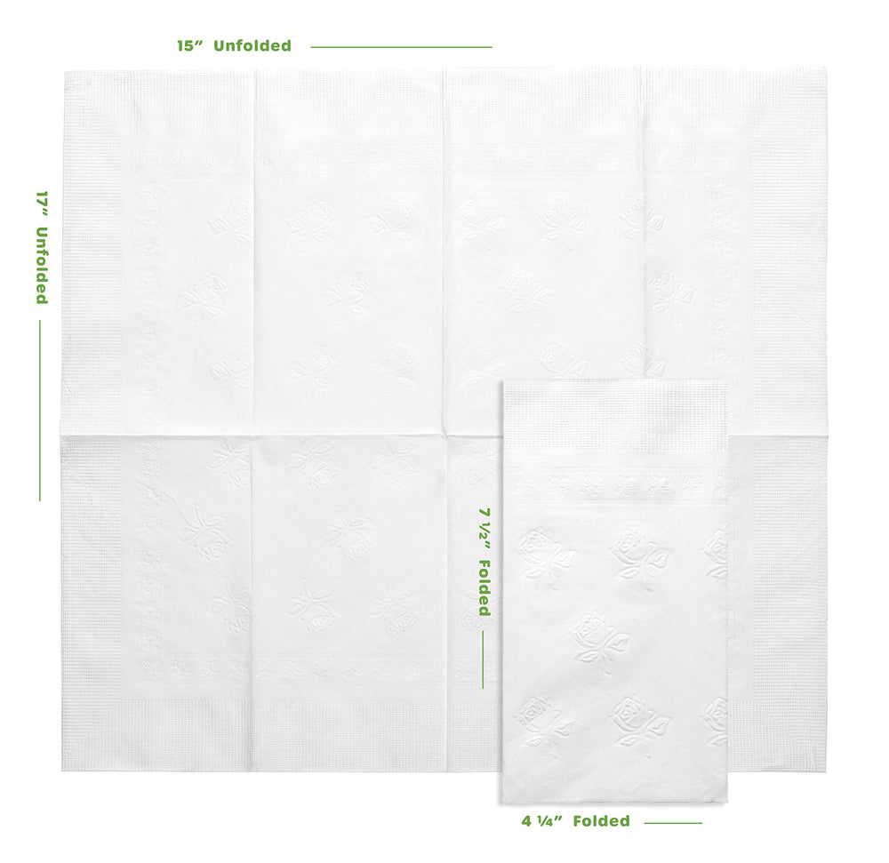 GUSTO folded napkin close-up highlighting neat 1/8 fold for place settings
