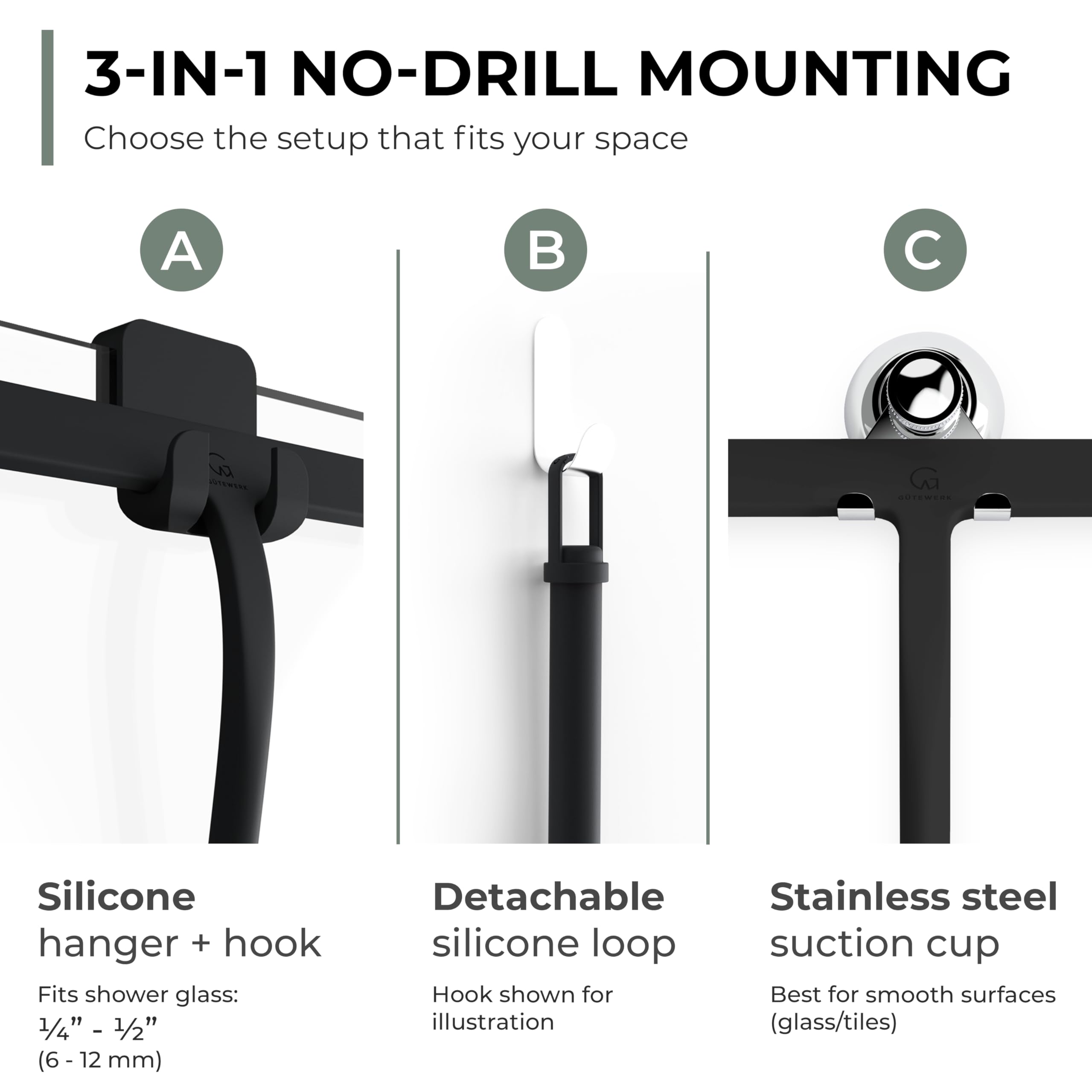 GÜTEWERK ergonomic handle detail for comfortable controlled grip