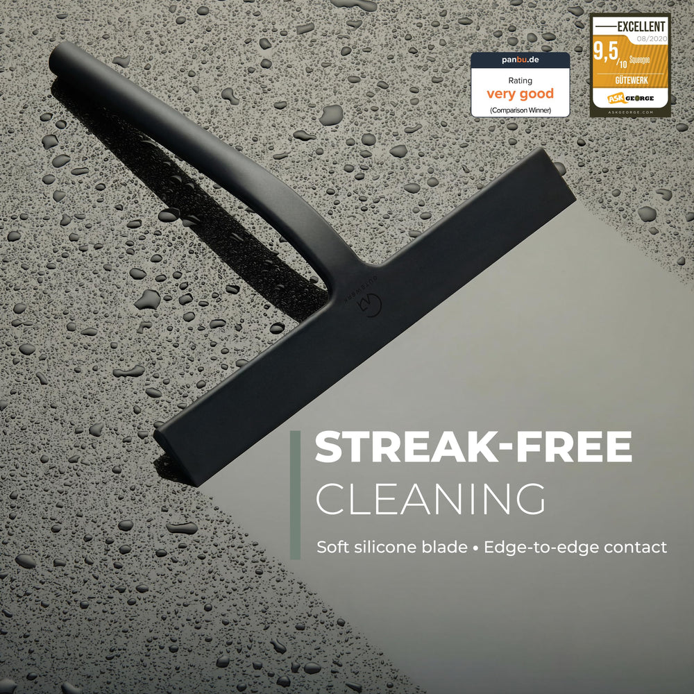 GÜTEWERK close-up of silicone blade highlighting streak-free cleaning