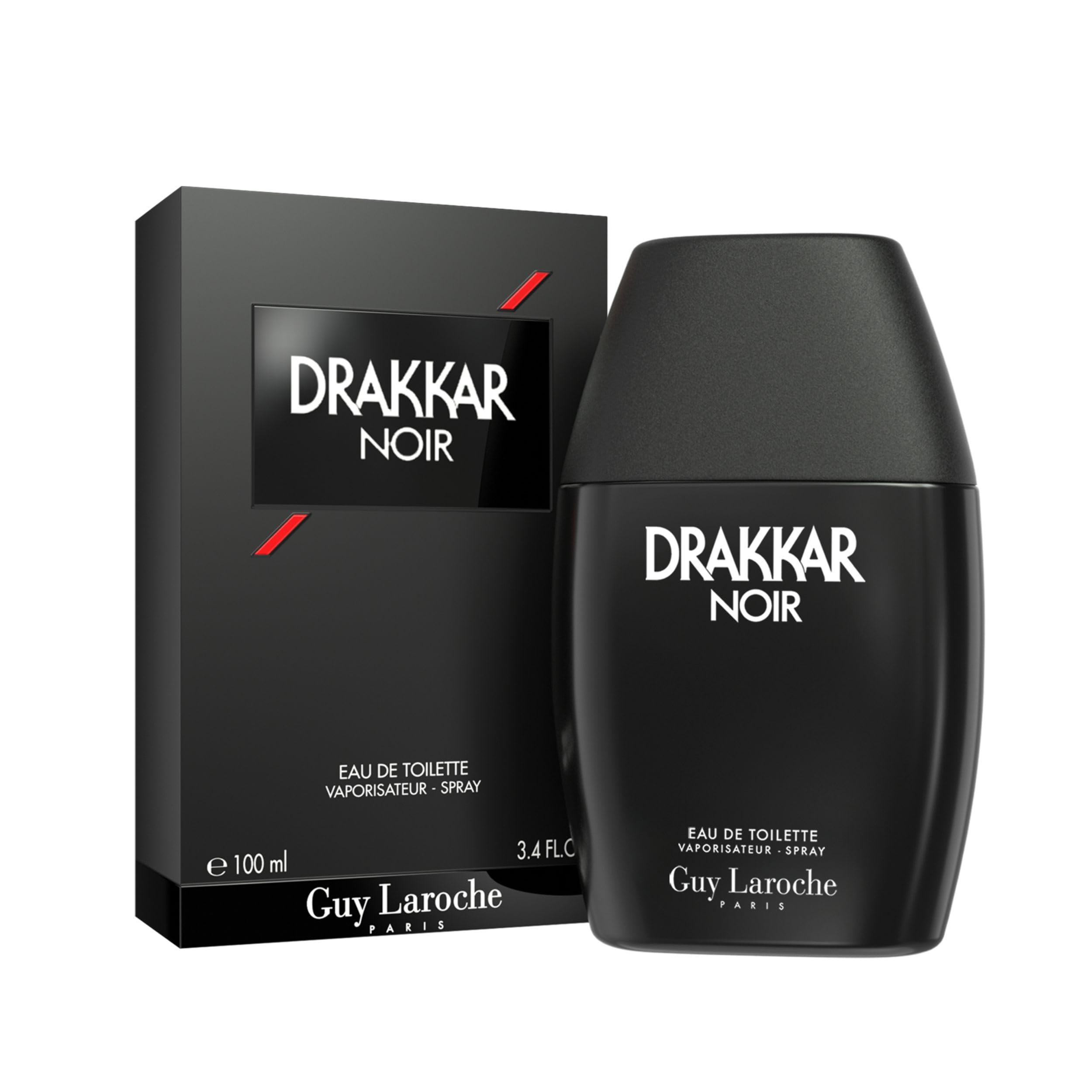 Guy Laroche front bottle showing matte black design and confident presence