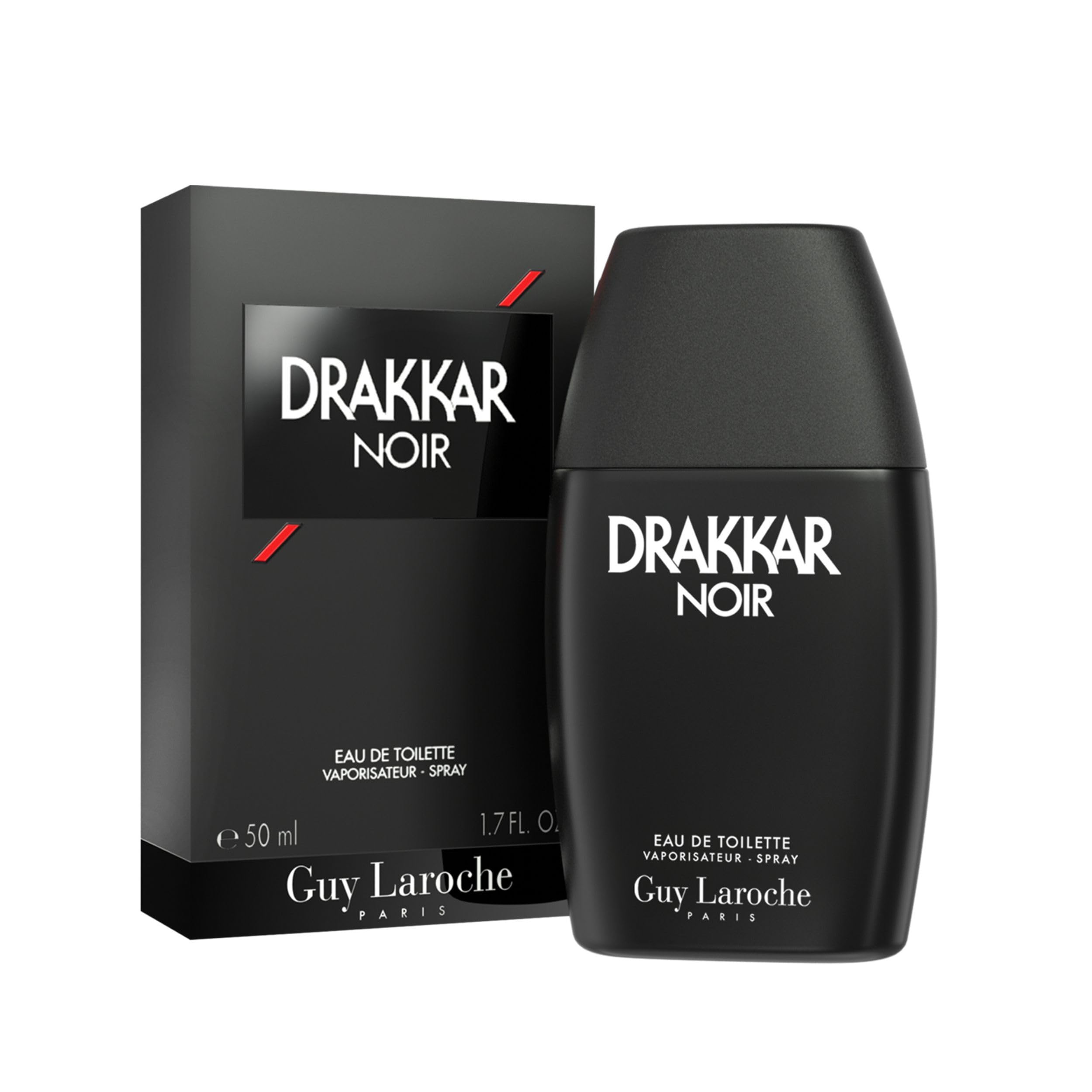 Guy Laroche Drakkar Noir front bottle showing iconic black design and bold appeal