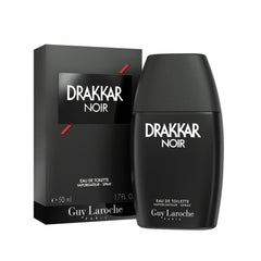 Guy Laroche Drakkar Noir front bottle showing iconic black design and bold appeal