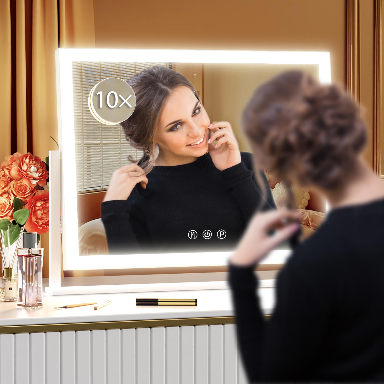 Gvnkvn mirror on vanity for scale comparison and full-face coverage