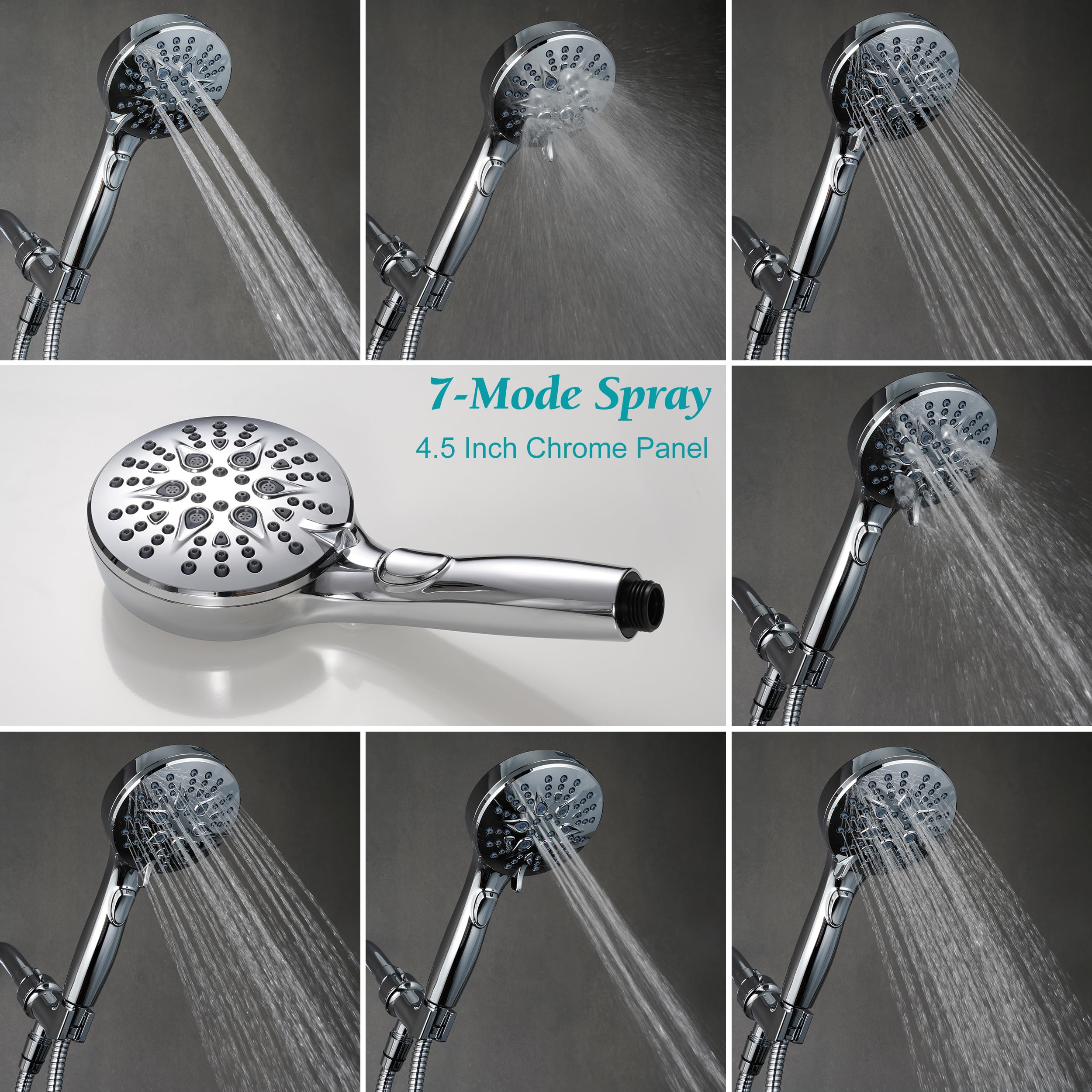 GwernKB handheld shower in use rinsing hair for convenient water control