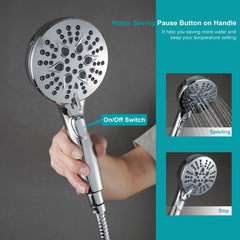 GwernKB long 79 inch stainless hose extended to reach distant shower areas