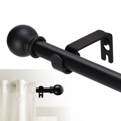 GXOACKJ front view matte black curtain rod showing clean modern profile and durability