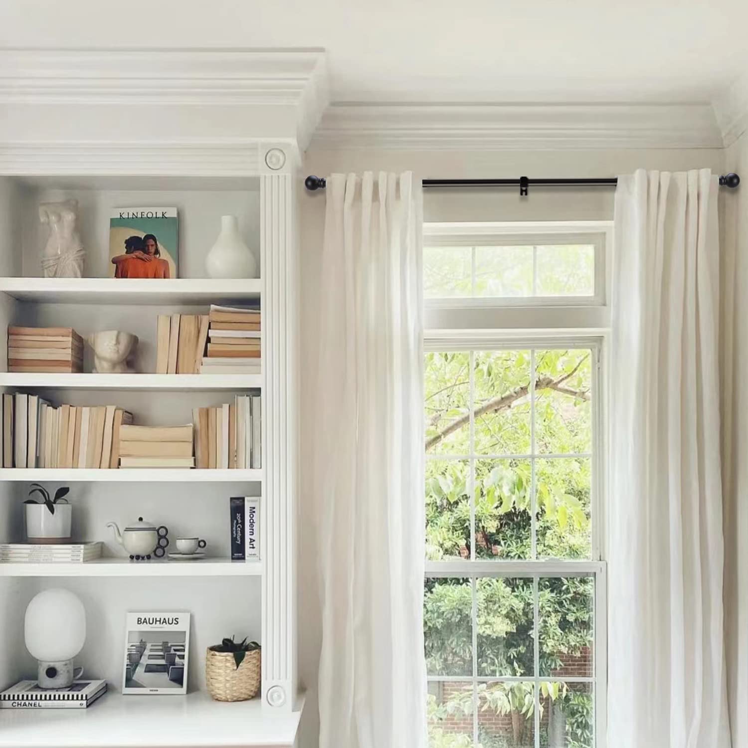 GXOACKJ installed with grommet curtain demonstrating smooth glide and neat look