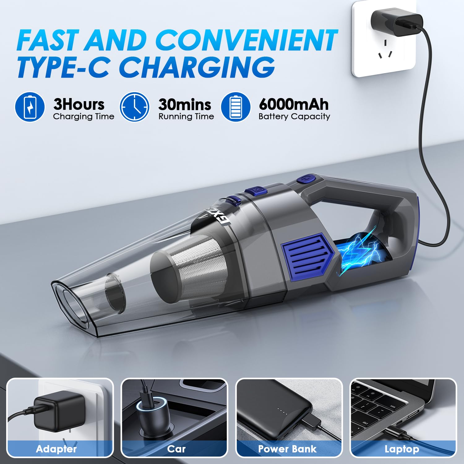 Gxzsk handheld vacuum cleaning car interior for quick vehicle debris removal