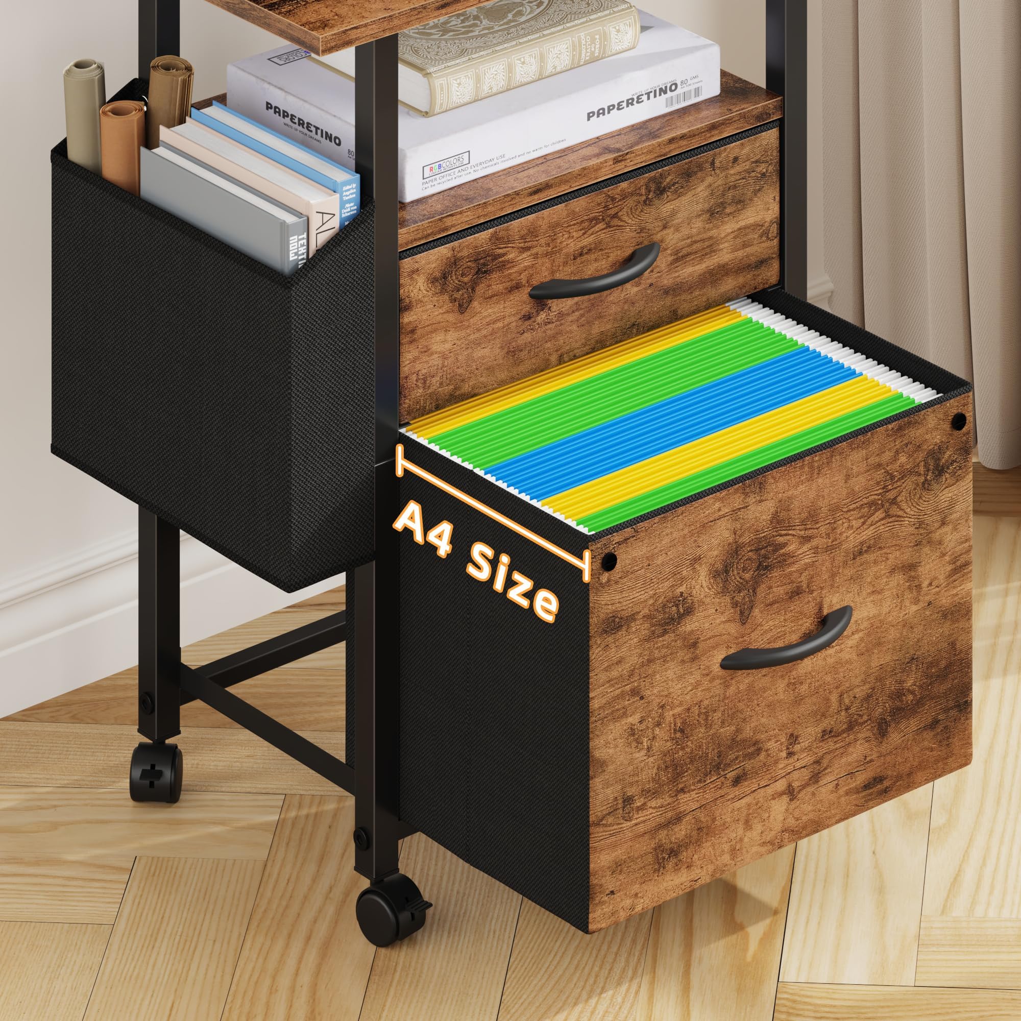 GYIIYUO casters and leveling feet showing dual-support for mobility and wobble-free stability