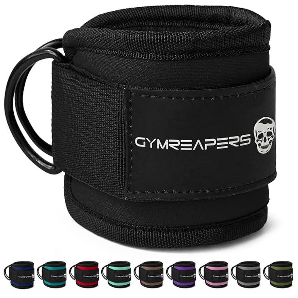 Gymreapers ankle straps front view showing pair and quick-clip benefit