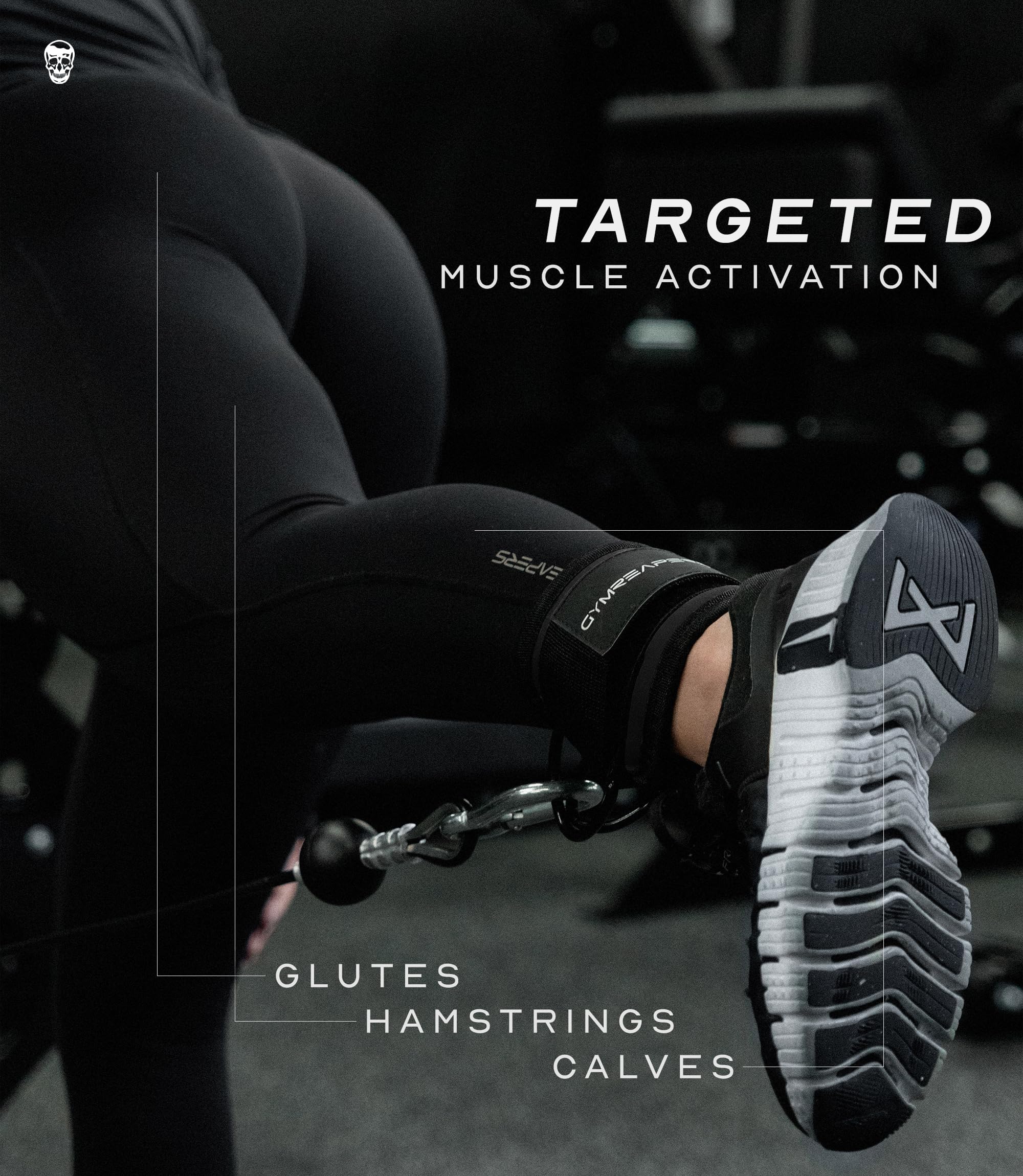 Gymreapers straps on athlete performing glute kickback to improve activation