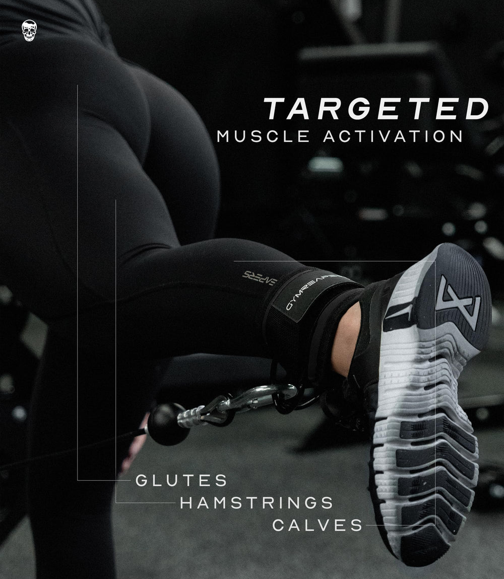 Gymreapers straps on athlete performing glute kickback to improve activation