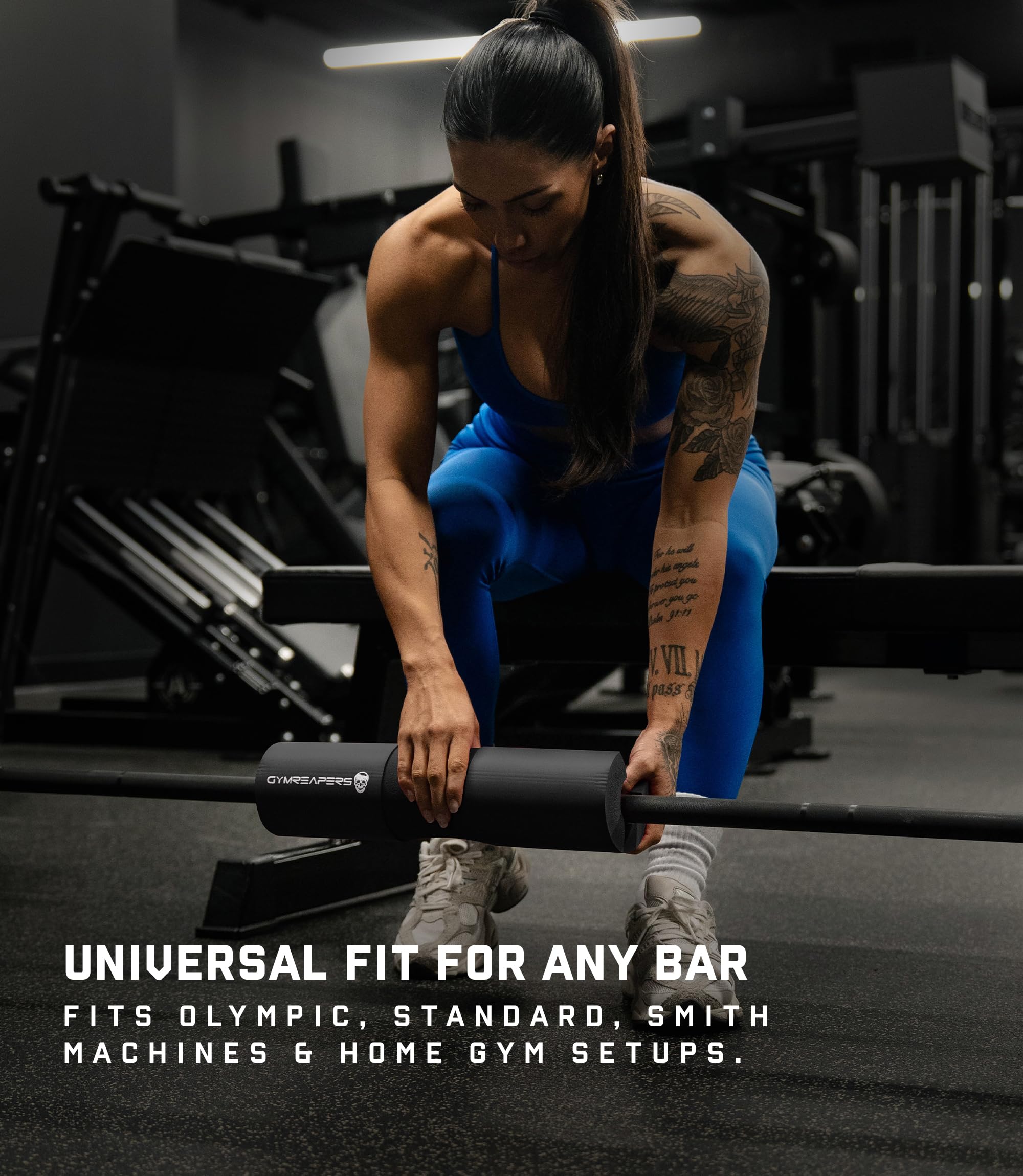 Gymreapers pad positioned for hip thrusts to protect hips during lifts