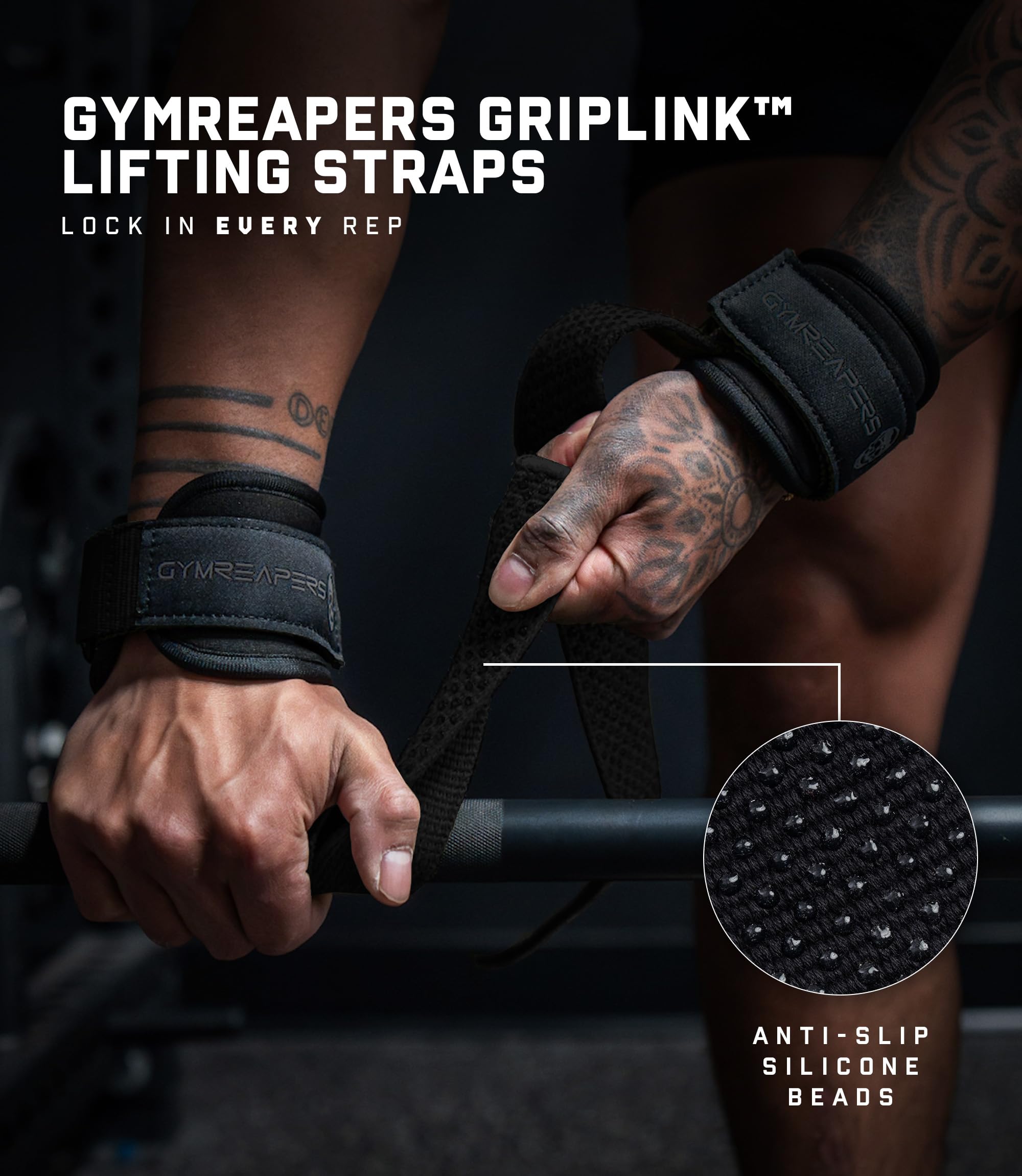 Gymreapers closeup of silicone bead lining, improved anti-slip grip benefit