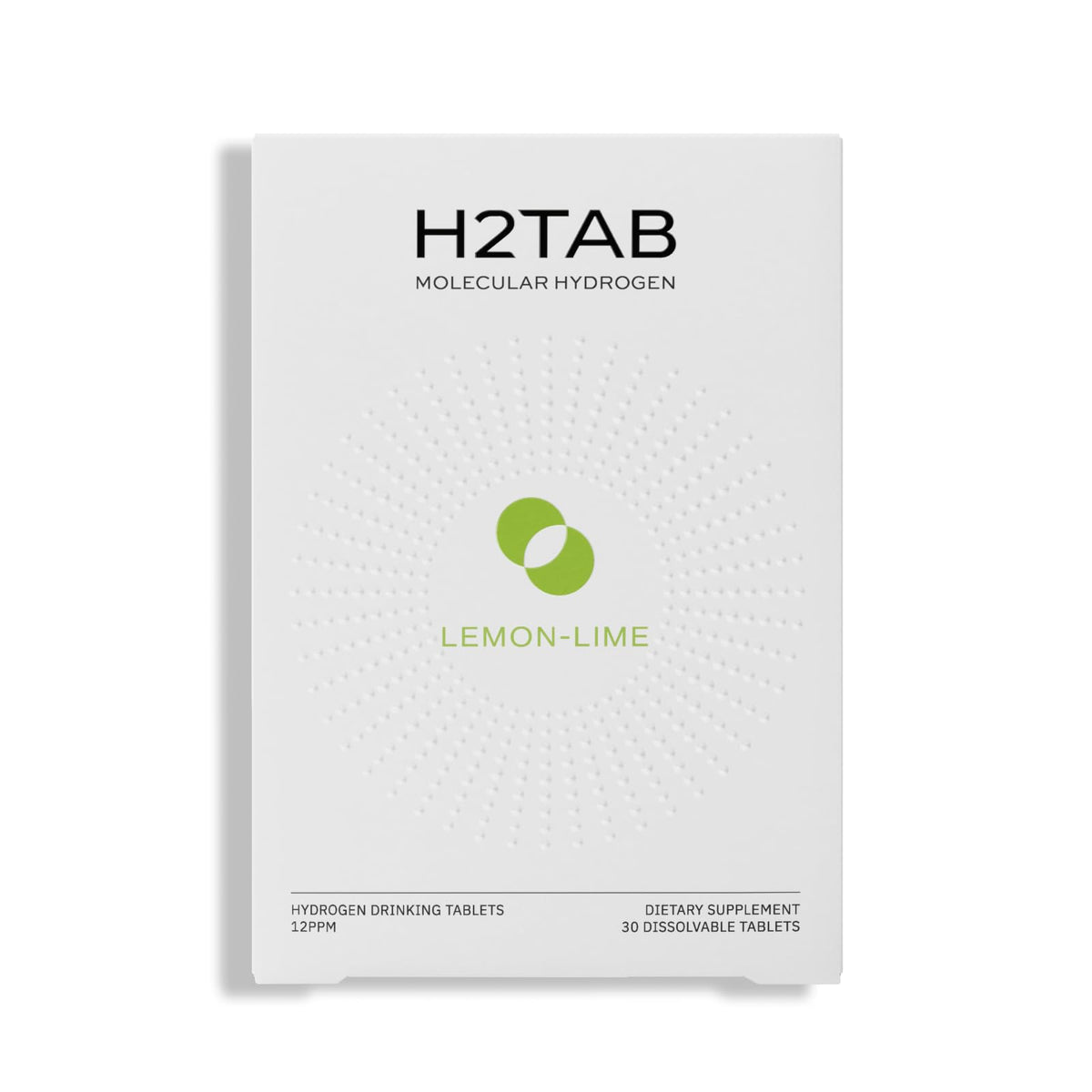 H2TAB front packaging showing 30-count and benefits