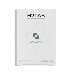 H2TAB front packaging tube showing 30-count, clear product view and convenience