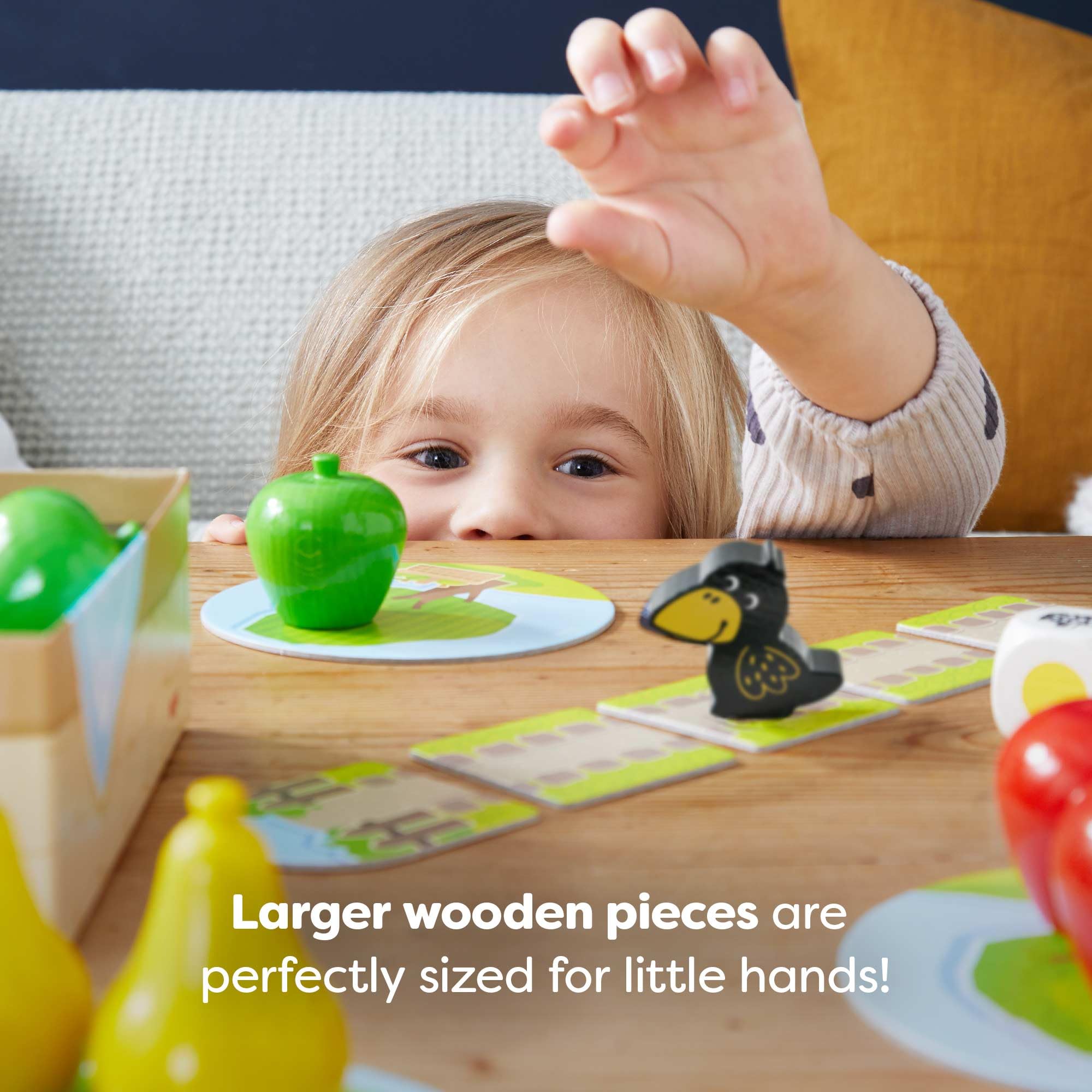 HABA First Orchard chunky color die closeup for easy toddler rolling and matching