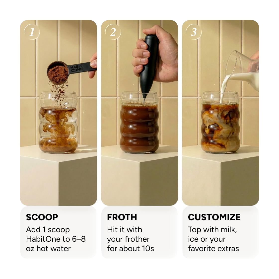 HABIT ONE open tub with granules visible for quick-prepare advantage