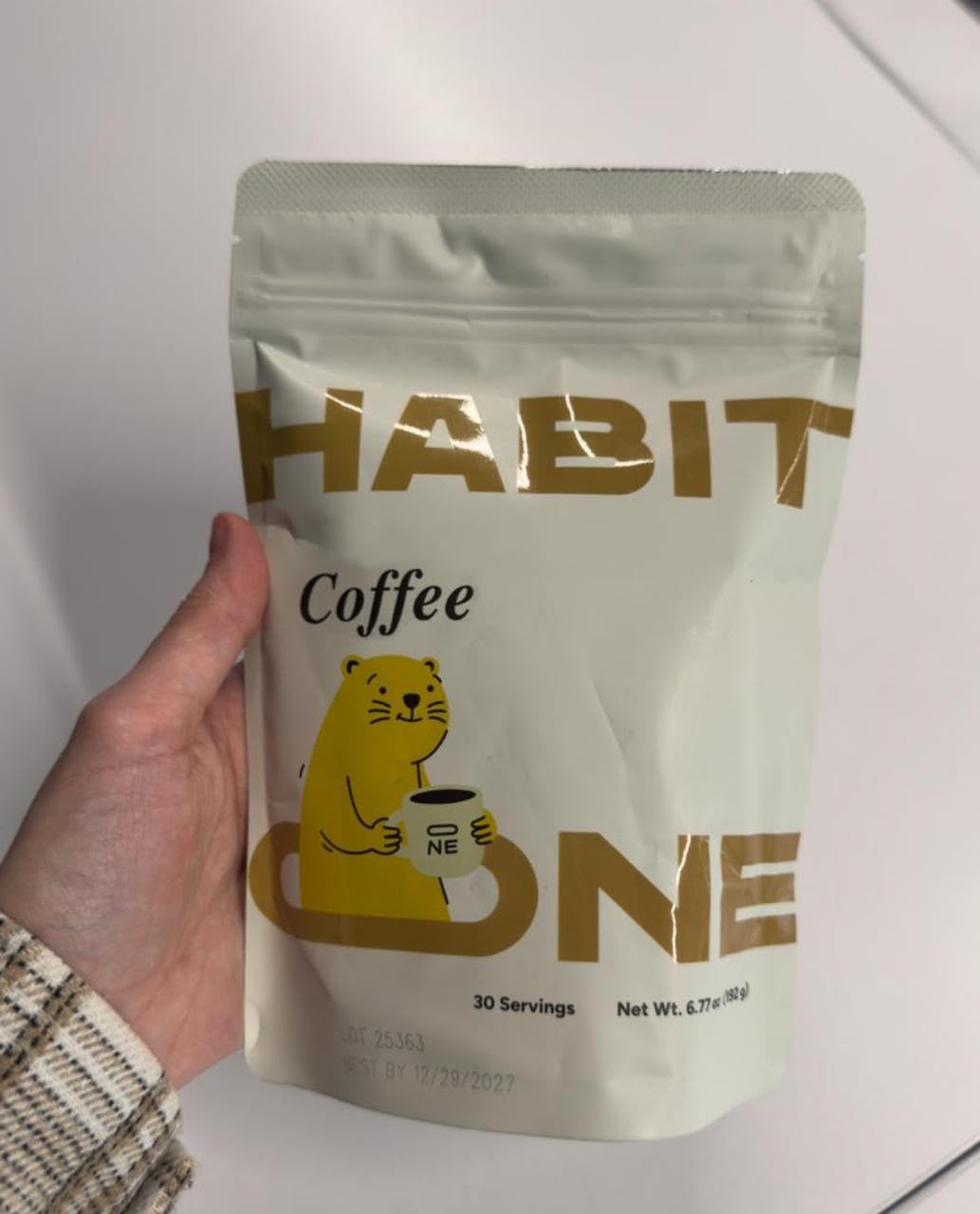 HABIT ONE tub beside whole beans showing Arabica provenance benefit