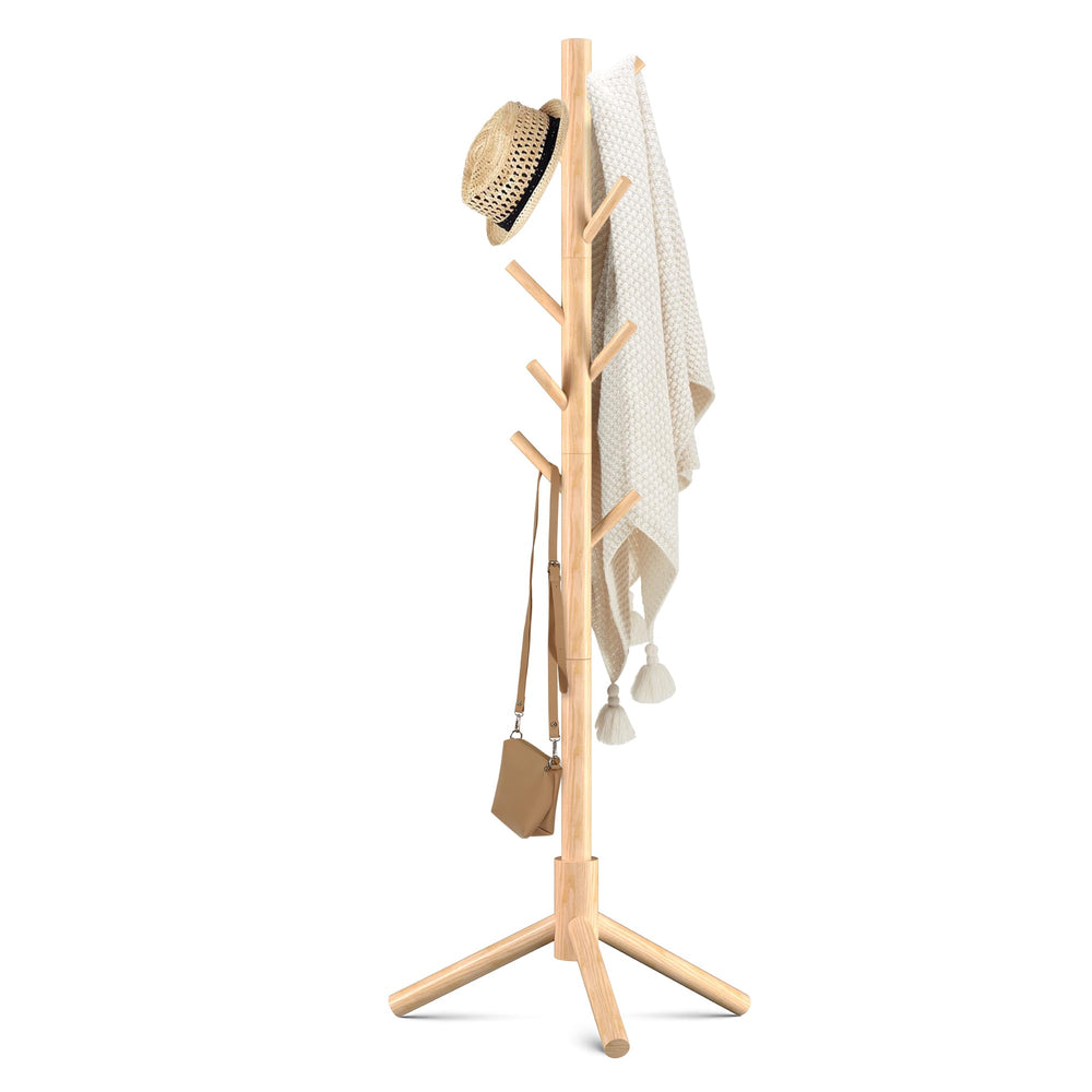 Haddockway front view of full assembled rack showing eight hooks and tidy storage benefit