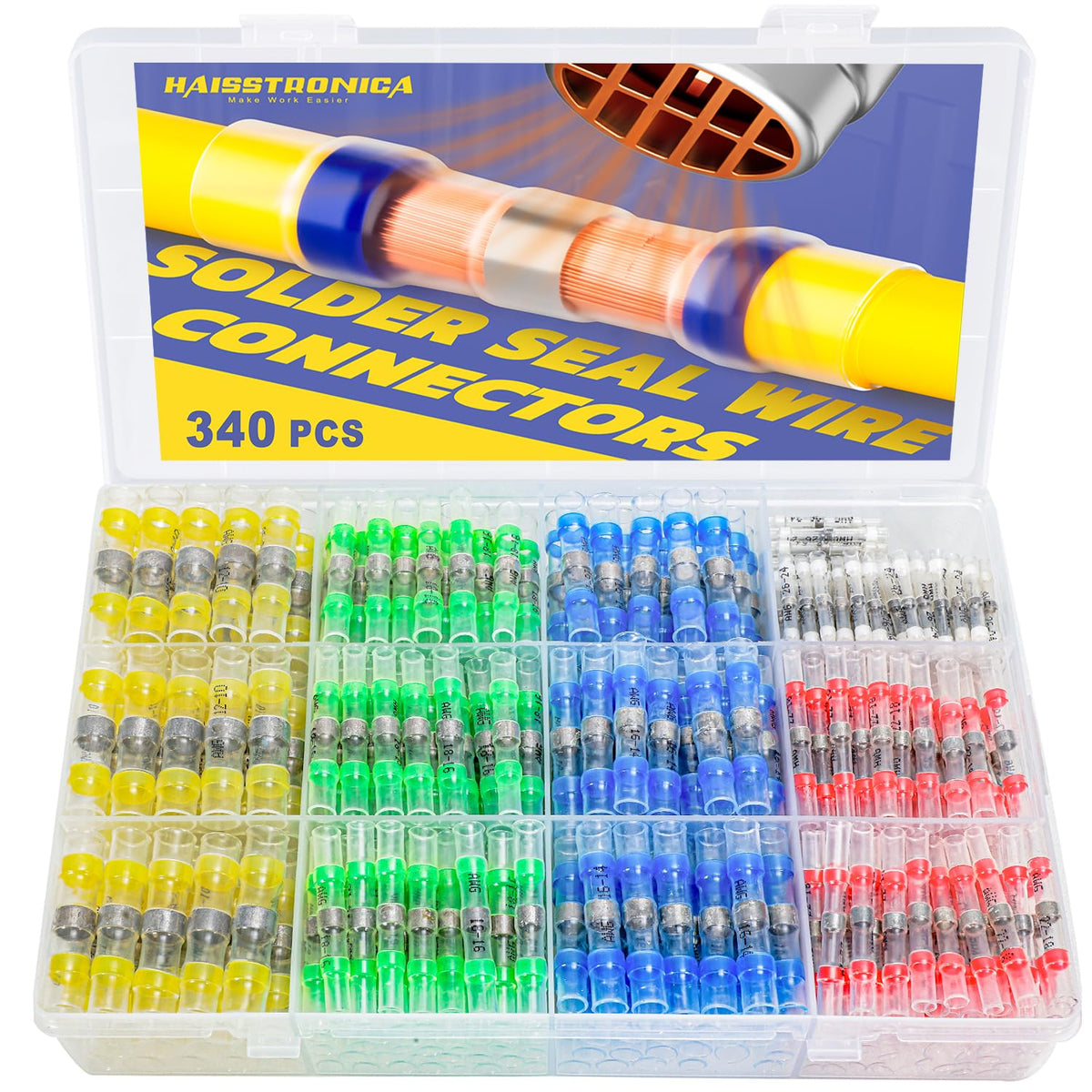 haisstronica front packaging showing 340PCS kit and five colors for easy identification