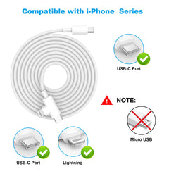 HALIHALL 6-foot USB-C to USB-C & Lightning cable uncoiled offering flexible reach