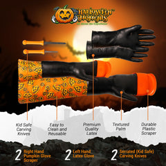 Halloween Moments glove scraping pumpkin guts for mess-free cleanup