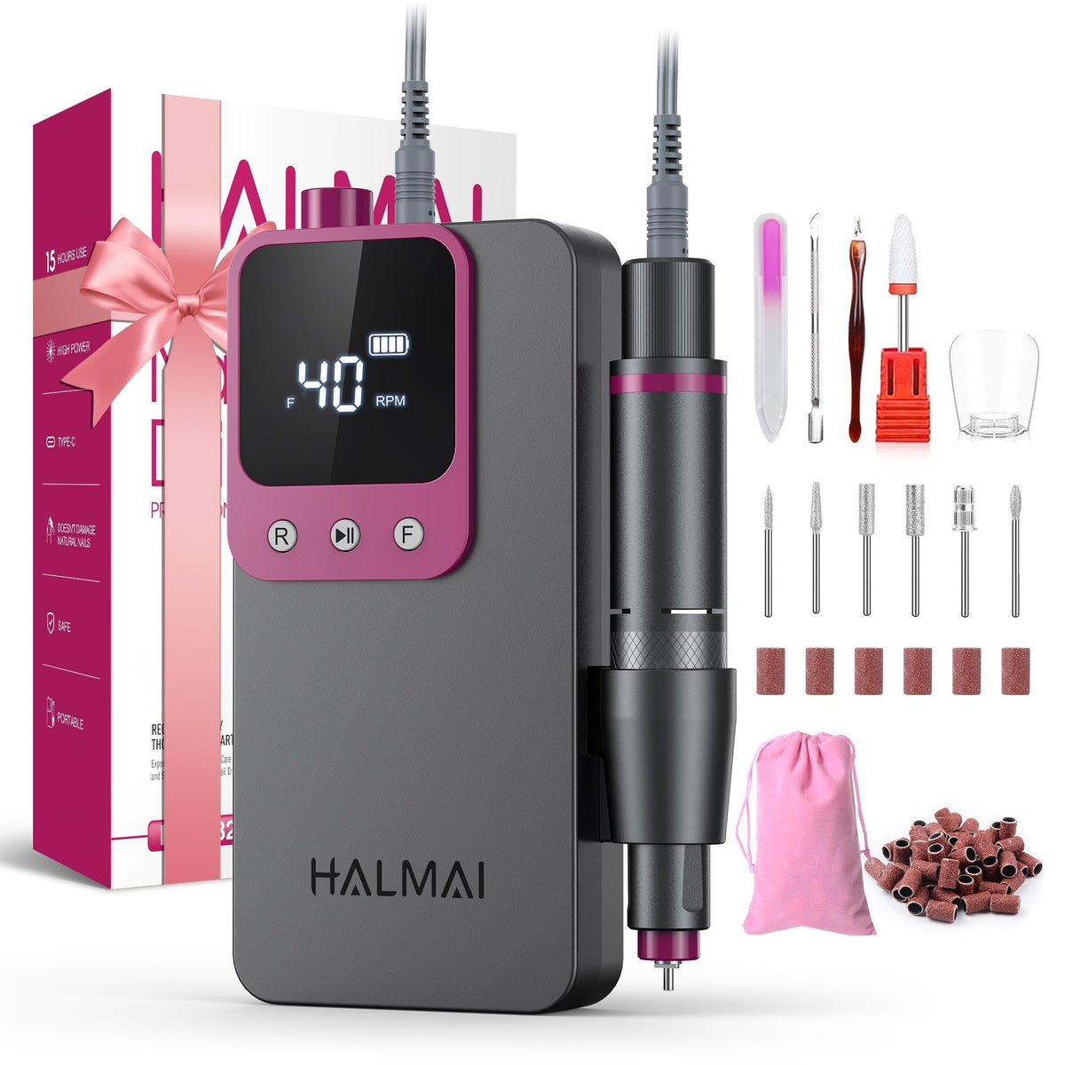 Halmai front view compact efile showing sleek body and portability benefits