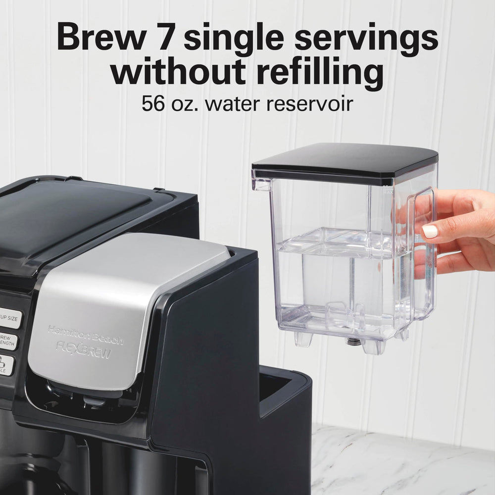 Hamilton Beach FlexBrew Trio single-serve brew basket filled with grounds for flavor control