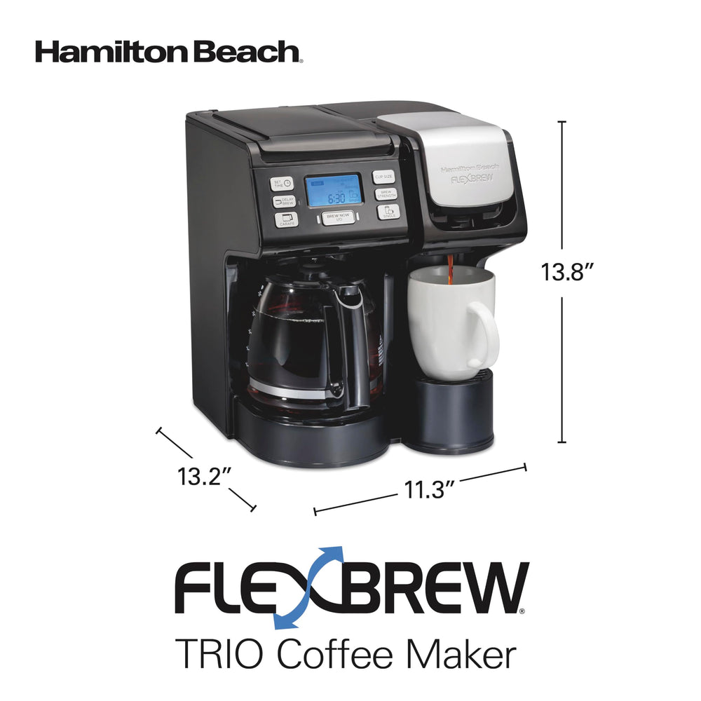 Hamilton Beach FlexBrew Trio on a kitchen counter showing versatility for households