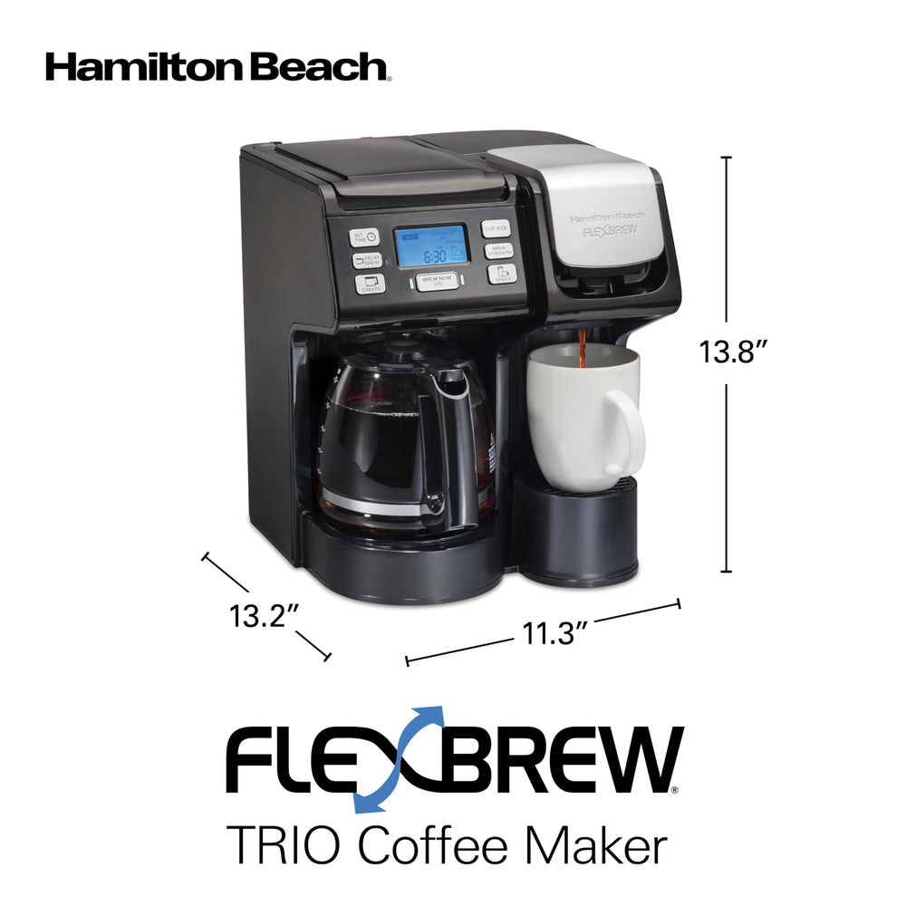Hamilton Beach FlexBrew Trio drip spout closeup showing controlled pour and no-drip benefit