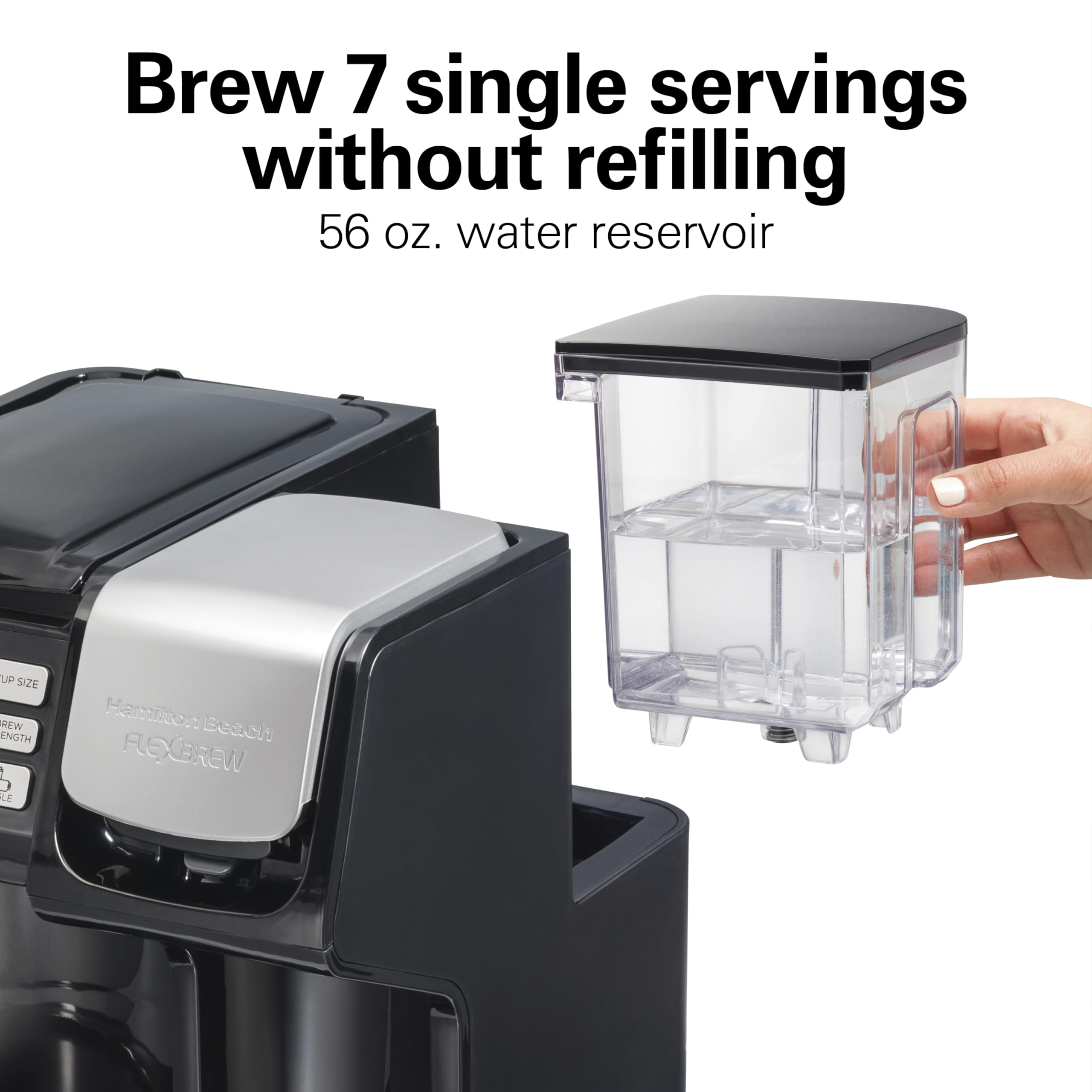 Hamilton Beach FlexBrew Trio ground coffee basket detail showing flexible grounds brewing