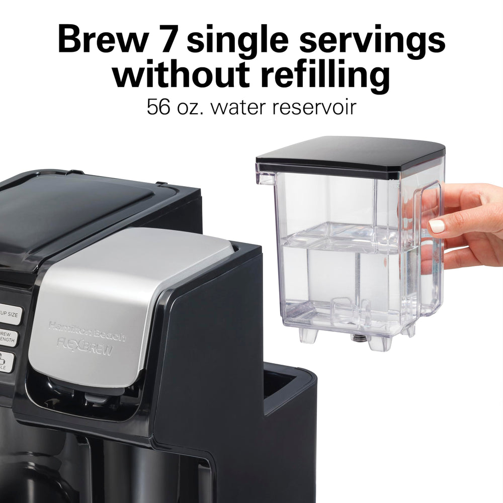 Hamilton Beach FlexBrew Trio ground coffee basket detail showing flexible grounds brewing