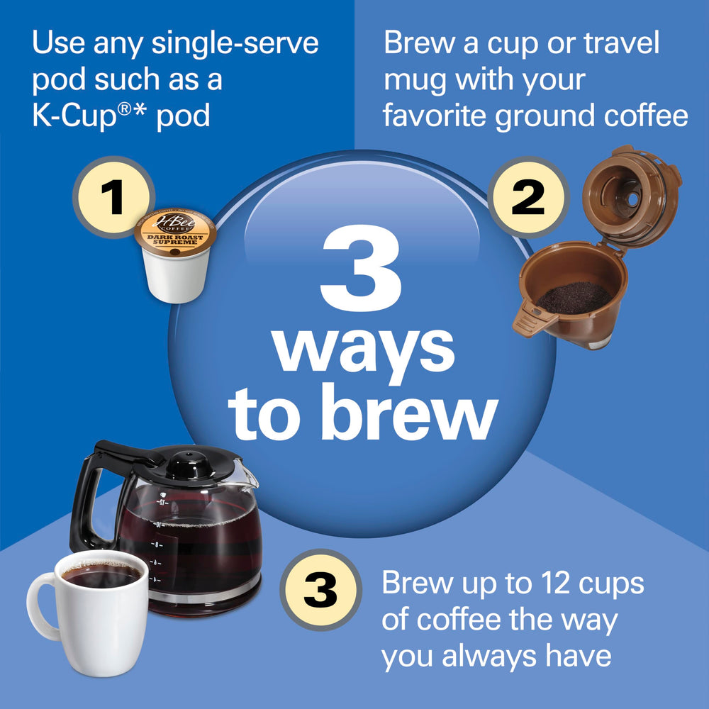 Hamilton Beach FlexBrew Trio removable 56 oz. water reservoir showing fewer refills