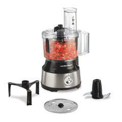 Hamilton Beach front view of food processor showing controls and bowl, speeds prep