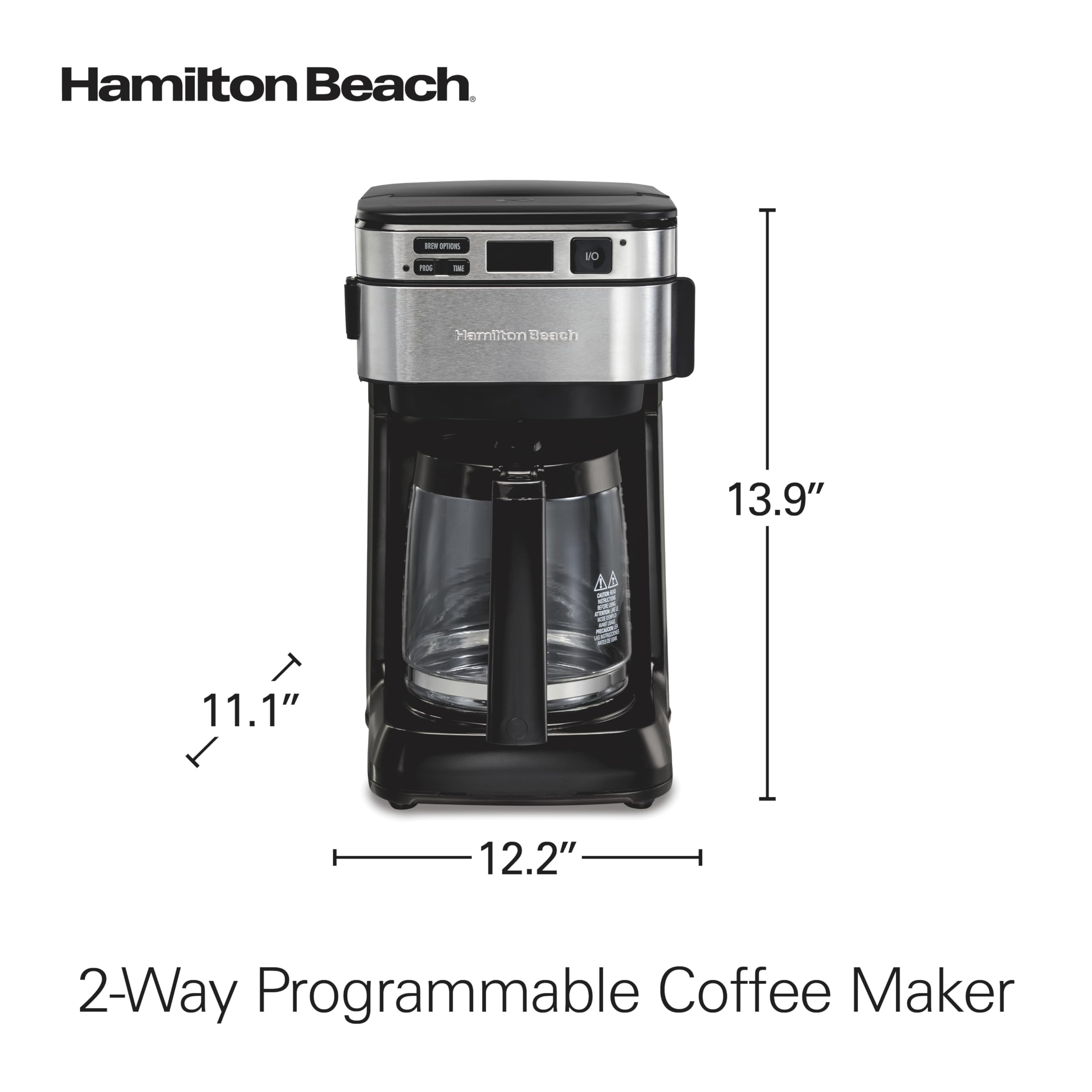 Hamilton Beach coffee maker on countertop in kitchen for family or office use