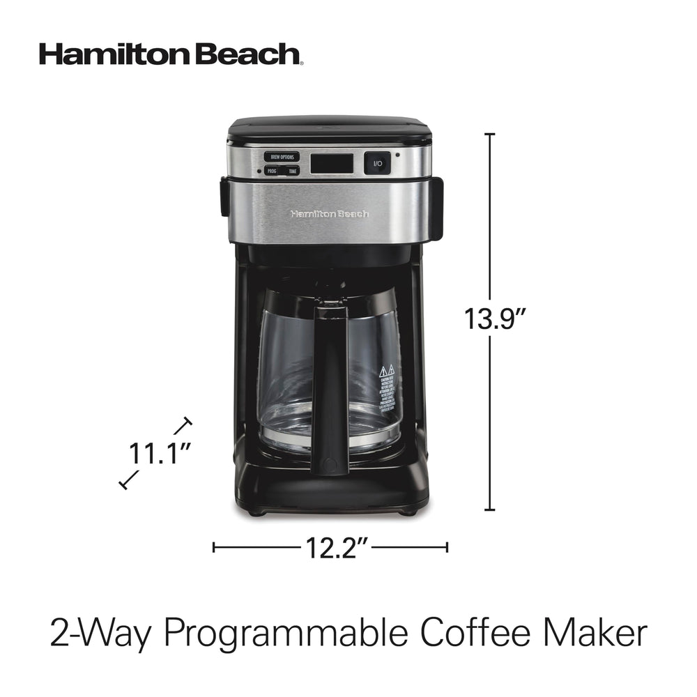 Hamilton Beach coffee maker on countertop in kitchen for family or office use