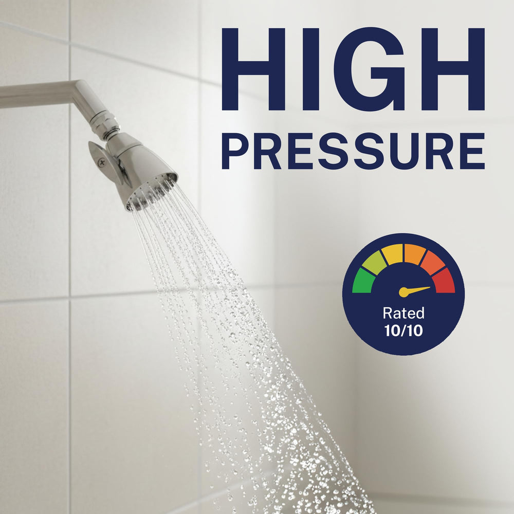 HammerHead Showers nozzle close-up shows metal nozzles boosting pressure benefit