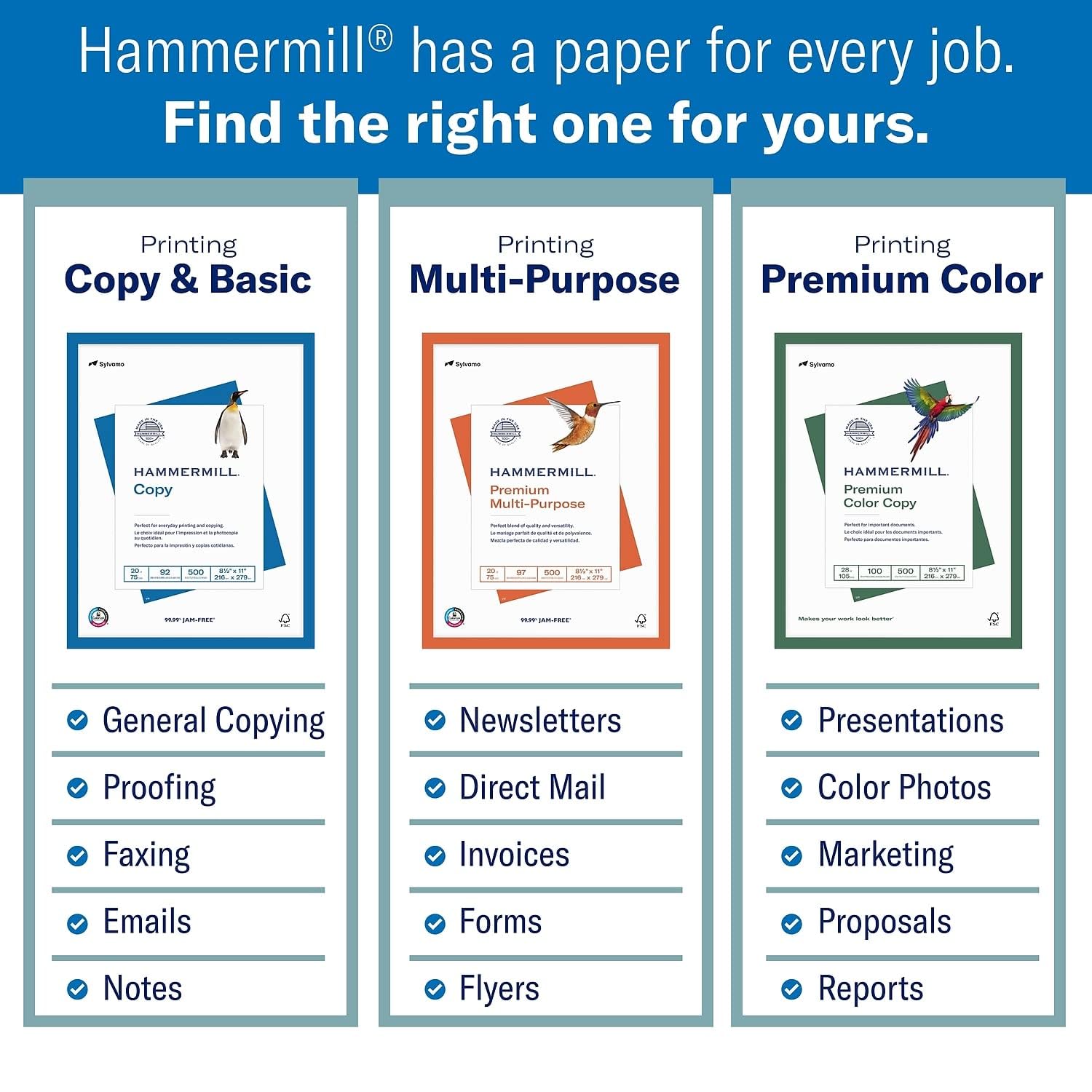 Hammermill stack next to ruler showing size and weight for professional feel