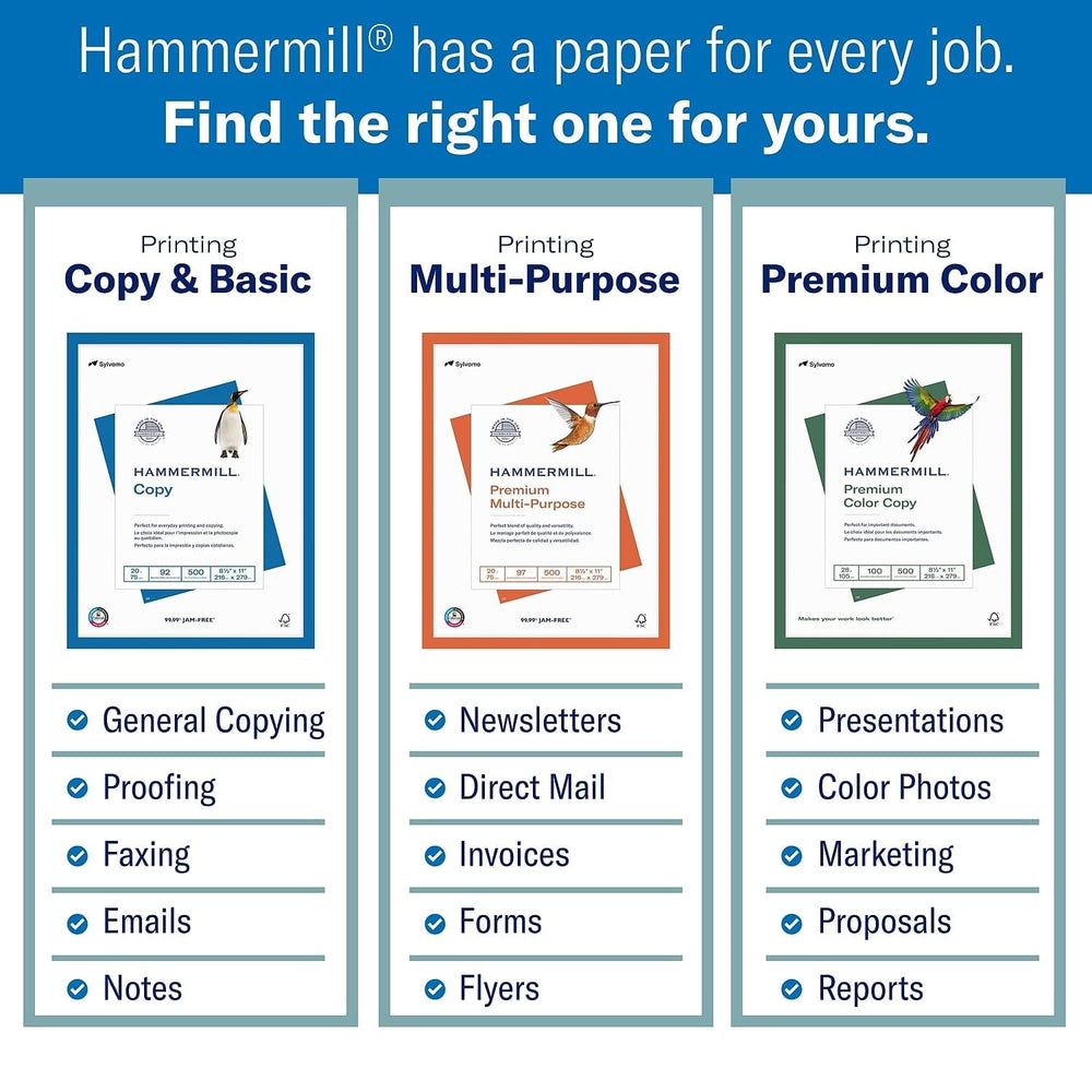 Hammermill stack next to ruler showing size and weight for professional feel