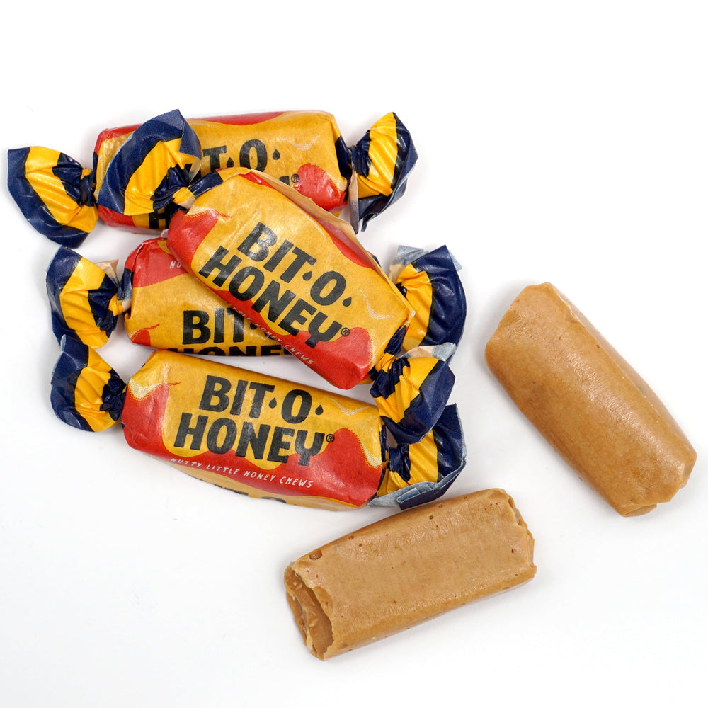 Close-up of BitOHoney taffy texture by The Hampton Popcorn Company highlighting chewy appeal