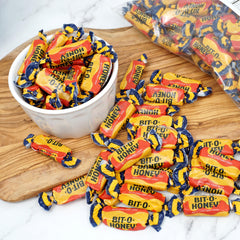 BitOHoney candy in a serving bowl by The Hampton Popcorn Company ideal for events