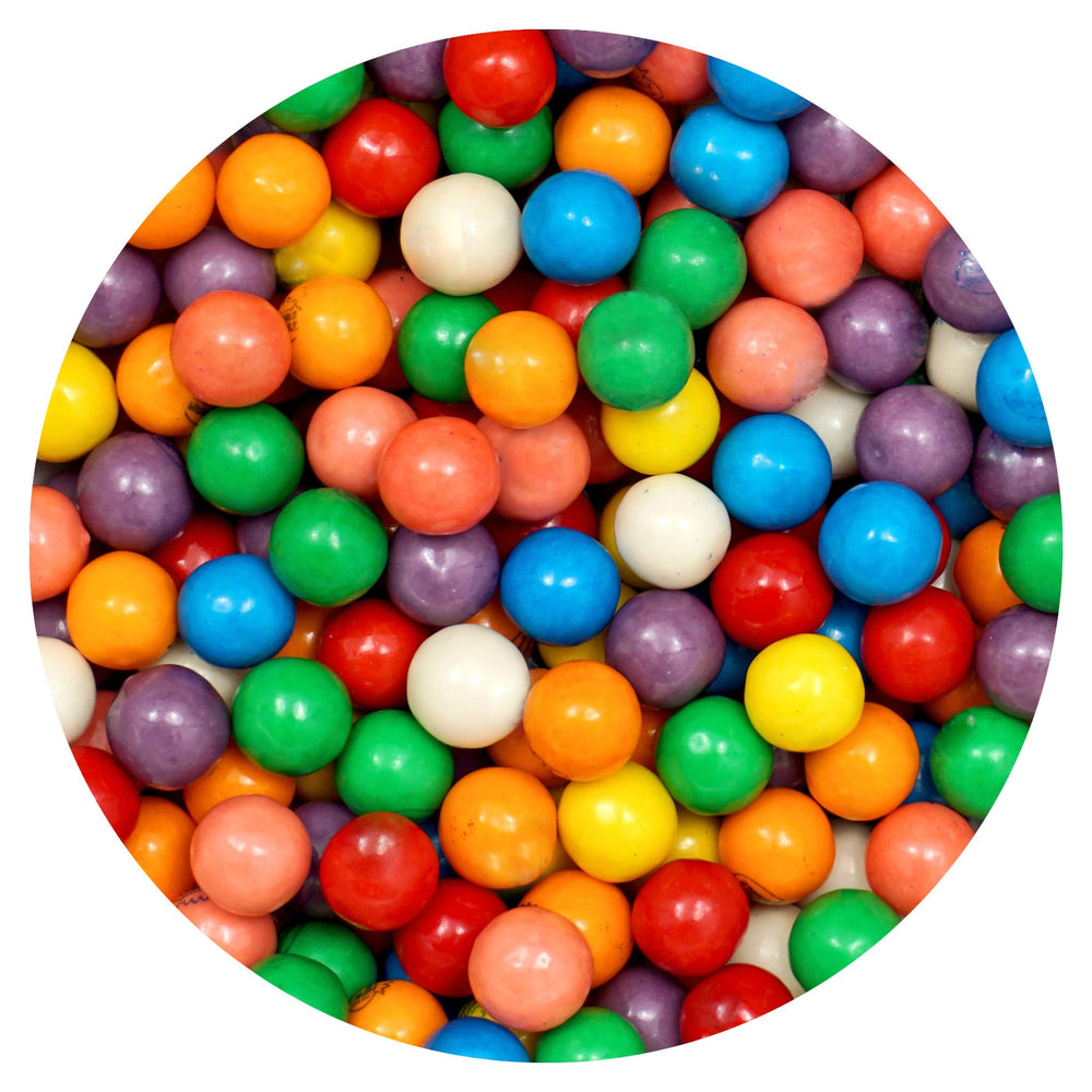 Close-up of Hampton Popcorn mini gumballs glossy coating and texture, highlighting fresh visual appeal