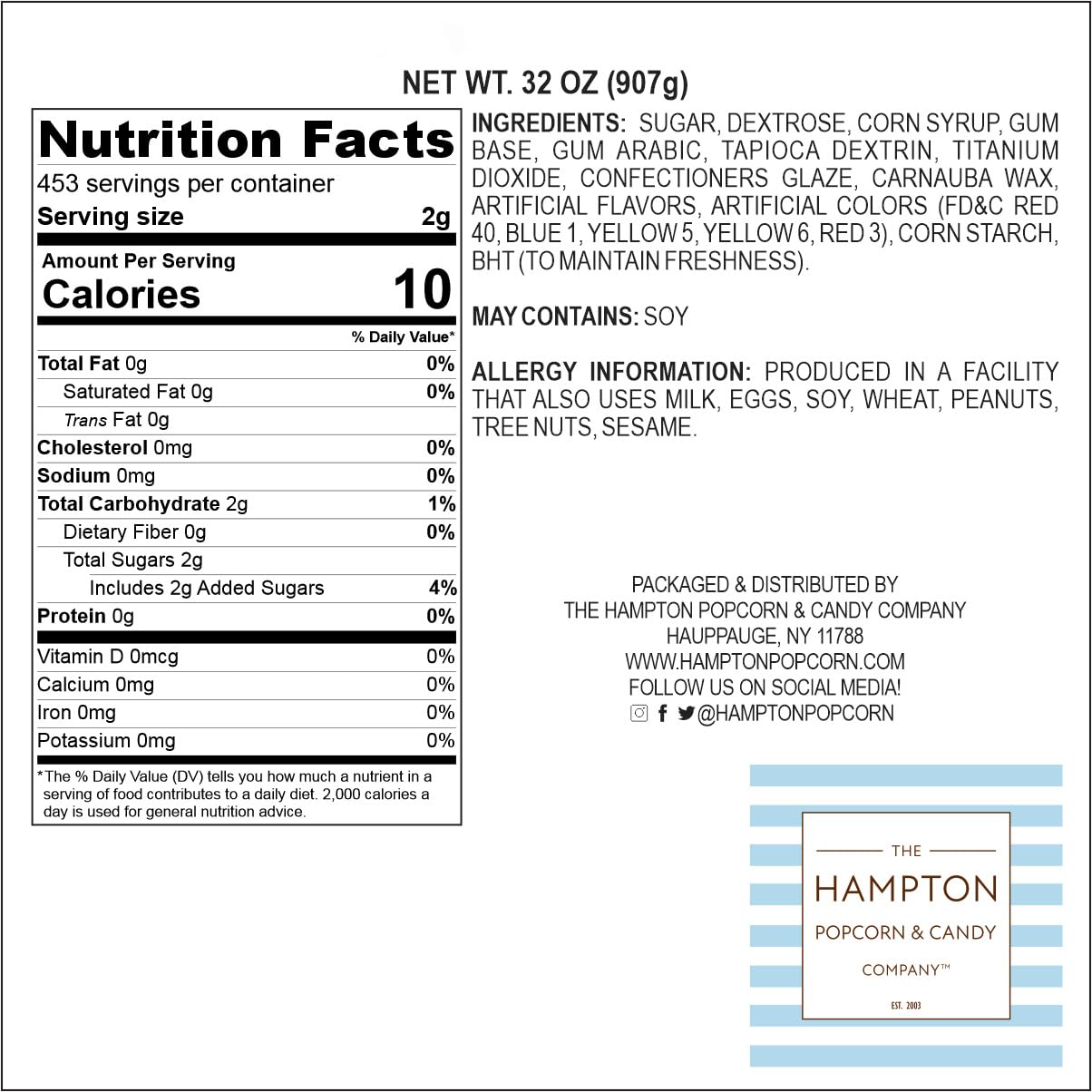 Hampton Popcorn mini gumballs beside a ruler and scoop to show size and quantity, simplifying portion planning