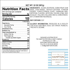 Hampton Popcorn mini gumballs beside a ruler and scoop to show size and quantity, simplifying portion planning