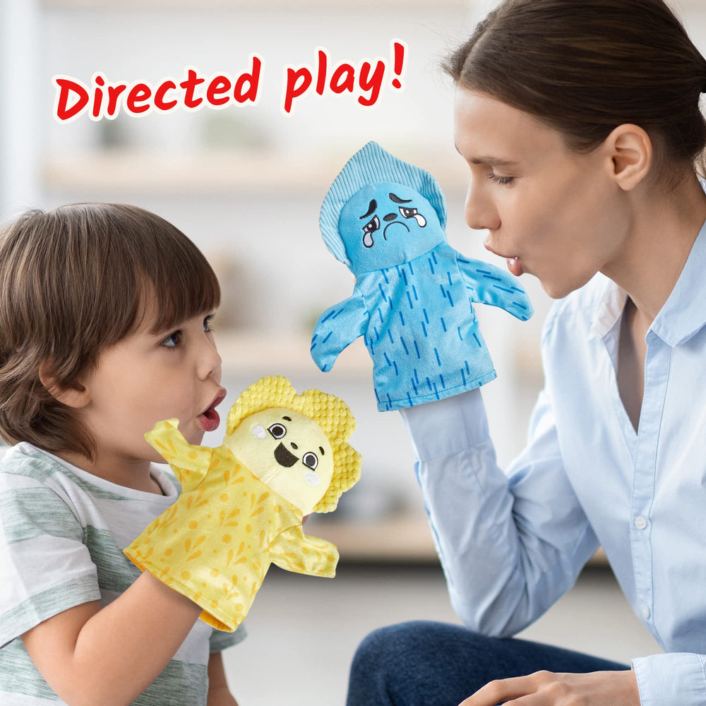 hand2mind puppets in child's hands demonstrating small-hand fit