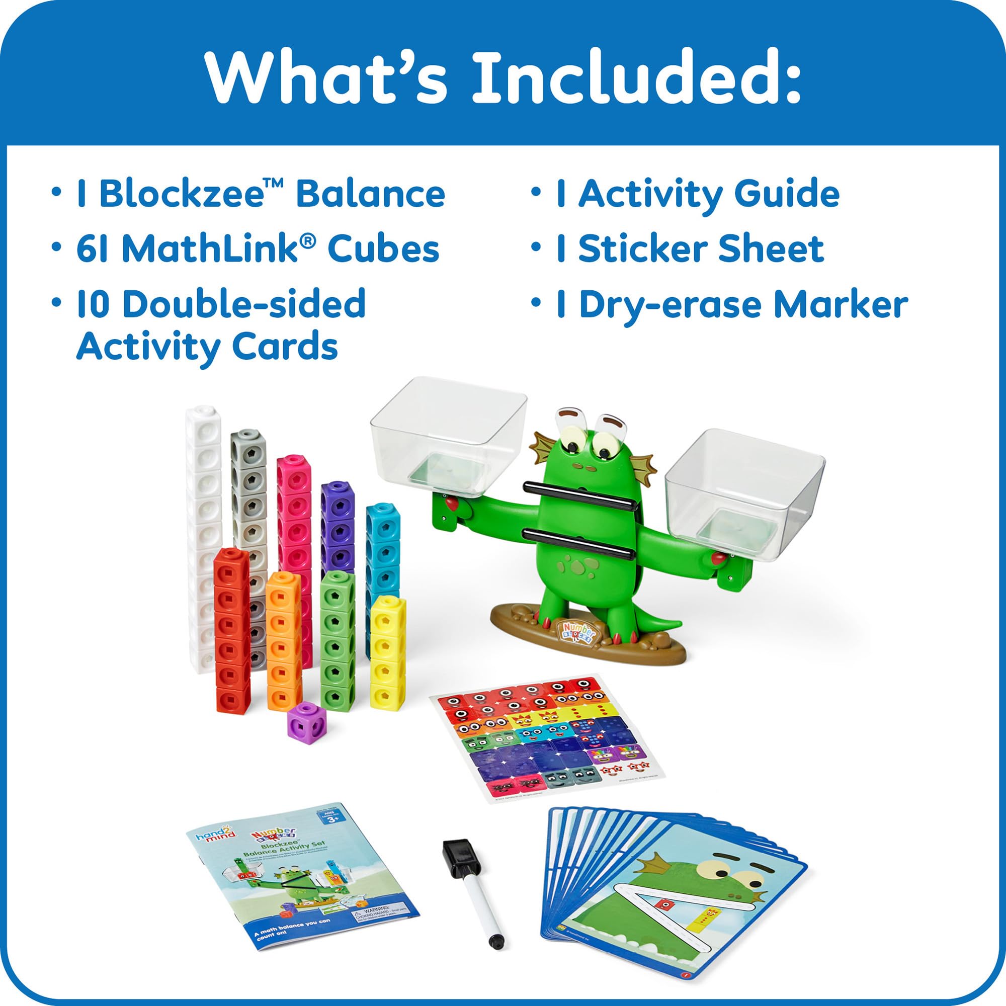 hand2mind Numberblocks close-up of Blockzee balance mechanism for clear comparison