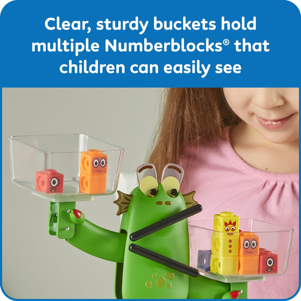 hand2mind Numberblocks child playing with Blockzee balance to practice number skills